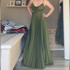 Petal & Pup Naira Green Pleated Maxi Dress
